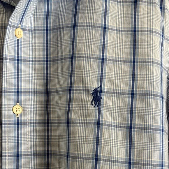 Polo Ralph Lauren Men’s Slim Fit Dress Shirt blue check Sz 32/33 - Picture 2 of 8